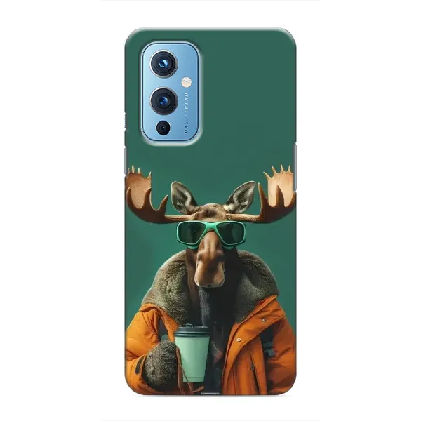 Чехол с принтом «Лось с кофе» для OnePlus 9