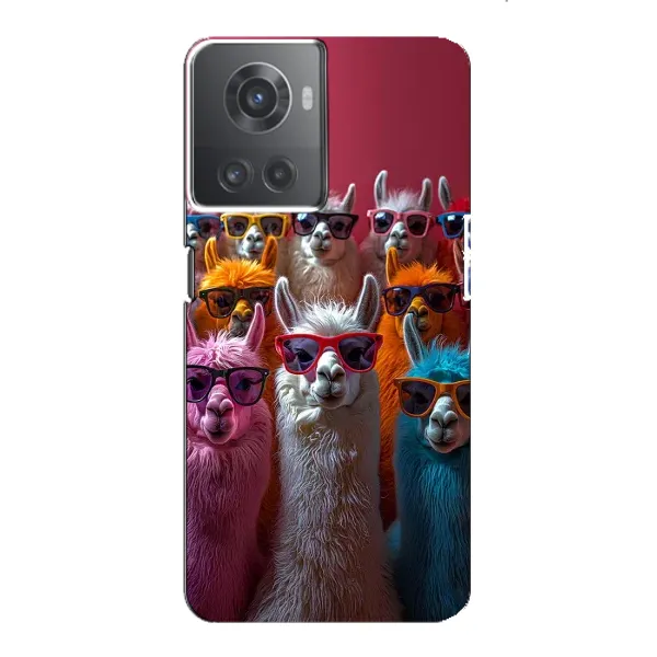 Чехол с принтом «Ламы в очках» для OnePlus ACE (10R)