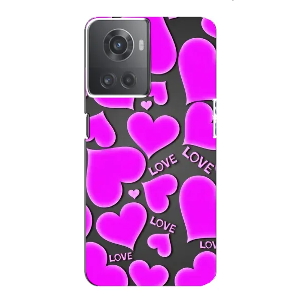 Чохол з принтом «Pink hearts» для OnePlus ACE (10R)