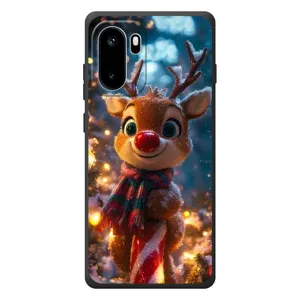 Яркий чехол для OnePlus Ace 6 с Зимними Оленятами (Олень с шарфом)