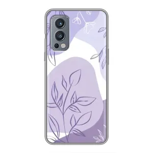Силконовий чохол з принтом в квітах на OnePlus Nord 2 (Фіолетове листя абстракція)