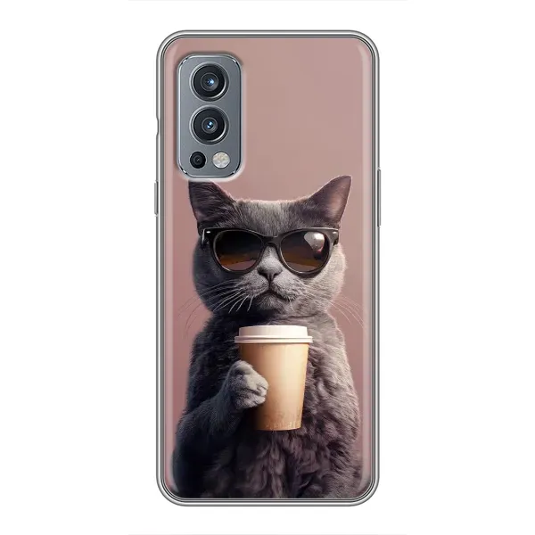 Чехол с принтом «Кот с кофе» для OnePlus Nord 2