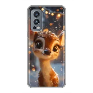 Яскравий чохол для OnePlus Nord 2 з Зимові Оленята (Оленятко серед гірлянд)