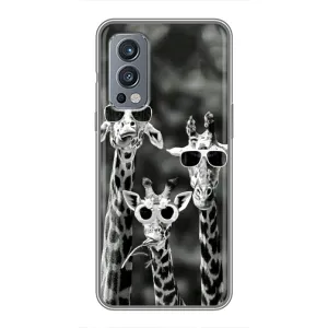 Силіконовий чохол з КАРТИНКАМИ літо для OnePlus Nord 2 (AlphaPrint) (Жирафи в окулярах)