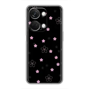 Чехол с розовым рисунком для OnePlus Nord 3 5G (Розовые цветы на черном)
