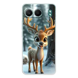 Яркий чехол для OnePlus Nord 4 с Зимними Оленятами (Олененок в лесу)