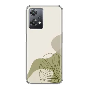 Силиконовый чехол с принтом в цветах на OnePlus Nord CE 2 (5G) (IV2201) (Зеленая монстера дизайн)