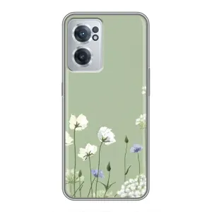 Чехол с цветочным принтом на ВанПлас Норд СЕ 2 Лайт 5G (Цветы на зеленом)