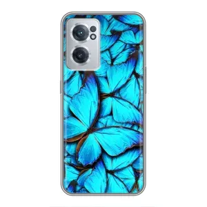 Чехол с принтом для ВанПлас Норд СЕ 2 Лайт 5G - (Прикольные) (AlphaPrint) (Синие бабочки)
