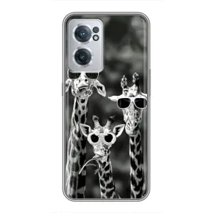 Силиконовый чехол с КАРТИНКАМИ лето для OnePlus Nord CE 2 Lite 5G (AlphaPrint) (Жирафы в очках)