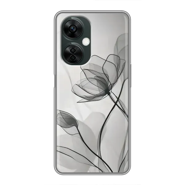 Чехол с принтом «Черные цветы» для OnePlus Nord CE 3 Lite