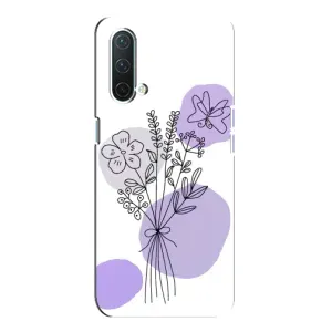 Силиконовый чехол с принтом в цветах на OnePlus Nord CE 5G (Букет фиолетовая абстракция)