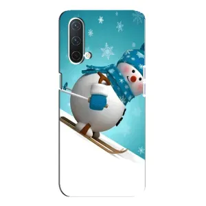 Новогодние Чехлы для ВанПлас Норд СЕ 5G (VPrint) (Снеговик на лыжах)
