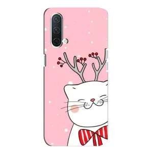 Новогодние Чехлы для ВанПлас Норд СЕ 5G (VPrint) (Зимний кот)