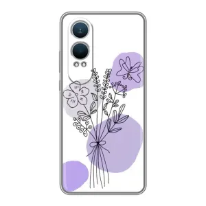 Силиконовый чехол с принтом в цветах на OnePlus Nord CE4 Lite (Букет фиолетовая абстракция)