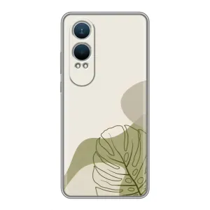 Силиконовый чехол с принтом в цветах на OnePlus Nord CE4 Lite (Зеленая монстера дизайн)