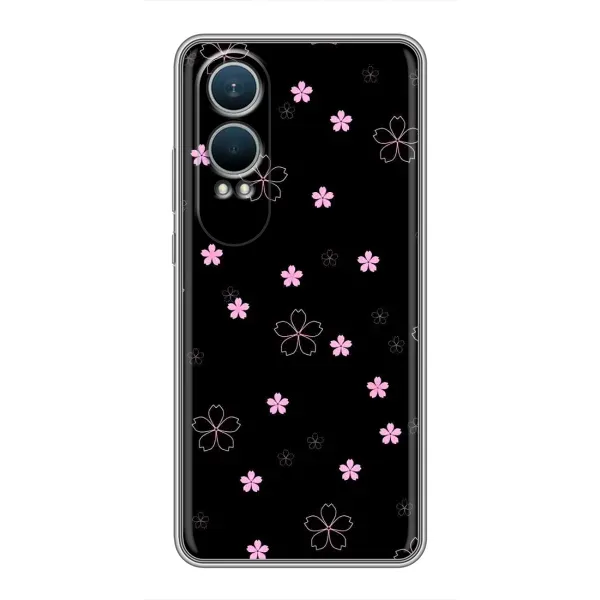 Чехол с принтом «Розовые цветы на черном» для OnePlus Nord CE4 Lite