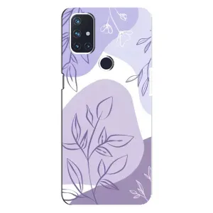 Силиконовый чехол с принтом в цветах на OnePlus Nord N10 5G (Фиолетовые листья абстракция)