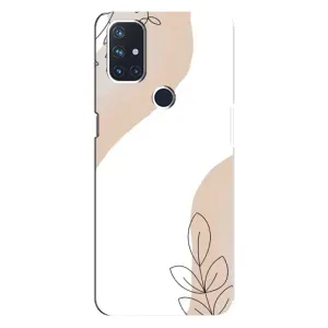 Силиконовый чехол с принтом в цветах на OnePlus Nord N10 5G (Нюдовая веточка абстракция)