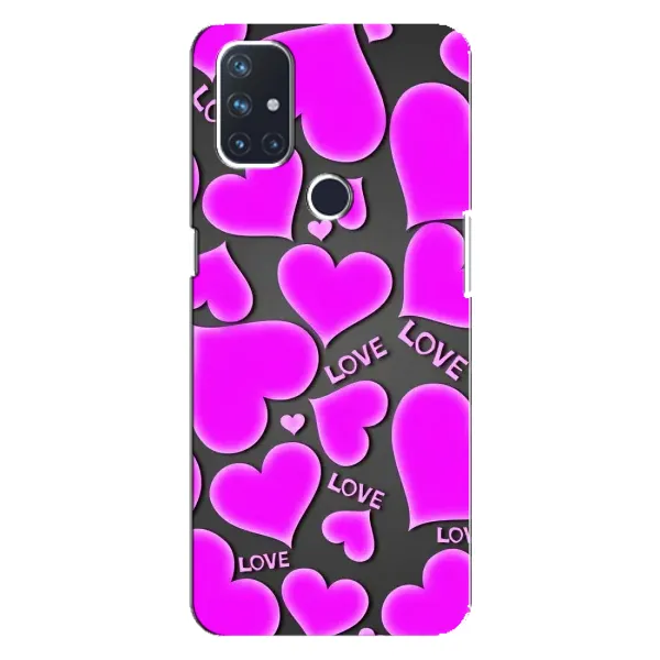 Чохол з принтом «Pink hearts» для OnePlus Nord N100 Чохол з принтом «Pink hearts» для OnePlus Nord N100