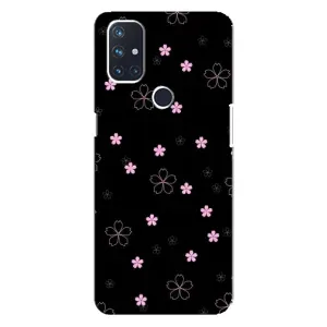 Чехол с розовым рисунком для OnePlus Nord N100 (Розовые цветы на черном)