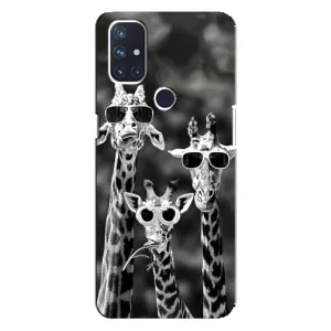 Силиконовый чехол с КАРТИНКАМИ лето для OnePlus Nord N100 (AlphaPrint) (Жирафы в очках)