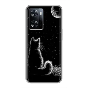 Чохол з принтом для OnePlus Nord N20 SE (AlphaPrint) Модні коти (Котик і місяць)