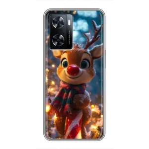 Яркий чехол для OnePlus Nord N20 SE с Зимними Оленятами (Олень с шарфом)