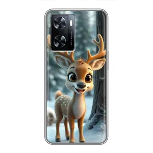 Яркий чехол для OnePlus Nord N20 SE с Зимними Оленятами (Олененок в лесу)