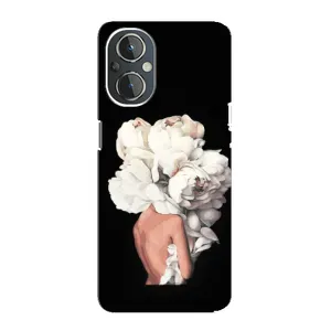 Чехлы (ART) Цветы на OnePlus Nord N20 (VPrint) (Белые цветы)