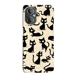 Чехол с рисунком кот на OnePlus Nord N20 (Черные коты)
