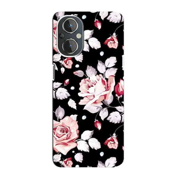Чехол с принтом «Цветочки на черном» для OnePlus Nord N20