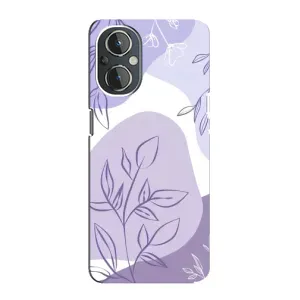 Силиконовый чехол с принтом в цветах на OnePlus Nord N20 (Фиолетовые листья абстракция)