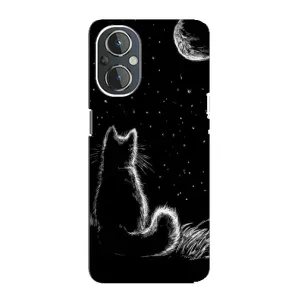 Чехол с принтом для OnePlus Nord N20 (AlphaPrint) Модные коты (Котик и луна)