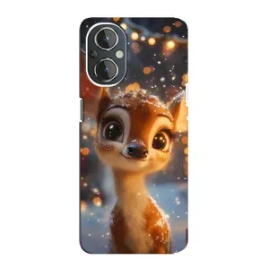 Яркий чехол для OnePlus Nord N20 с Зимними Оленятами (Олененок среди гирлянд)