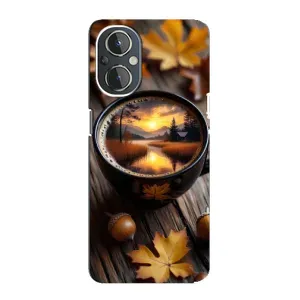 Чехол с уникальным дизайном «Осень с кофе» для OnePlus Nord N20 (Темный кофе)