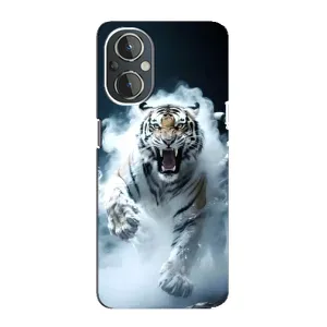 Чехол с картинкой «Хищники» для OnePlus Nord N20 (Белый тигр в дыму)