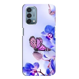 Чехлы с Цветами для OnePlus Nord N200 5G (DE211) (VPrint) (Бабочка на цветочке)