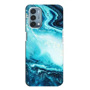 Мраморный чехол на OnePlus Nord N200 5G (DE211) (VPrint) (Голубой мрамор)