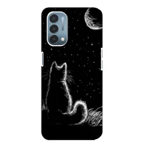 Чехол с принтом для OnePlus Nord N200 5G (DE211) (AlphaPrint) Модные коты (Котик и луна)