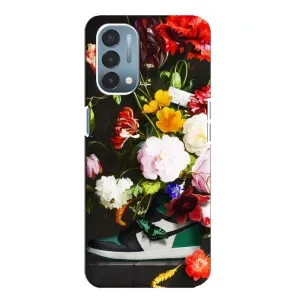 Брендновые Чехлы для OnePlus Nord N200 5G (DE211) - (PREMIUMPrint) (Nike цветы)
