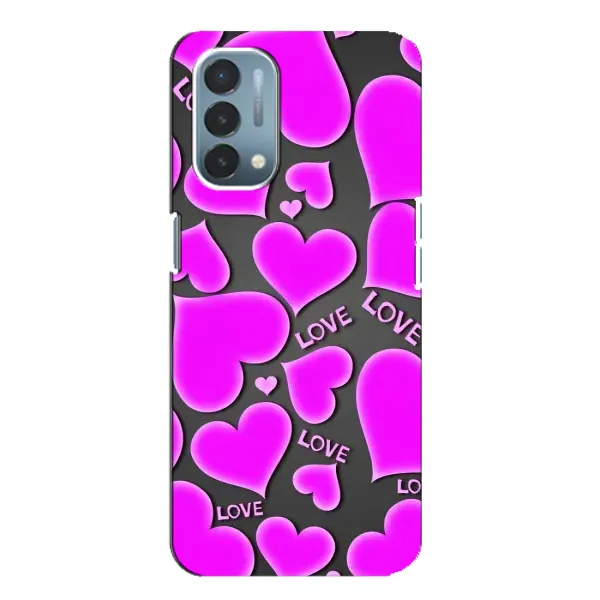 Чехол с принтом «Pink hearts» для OnePlus Nord N200 5G (DE211)
