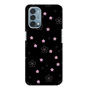 Чехол с розовым рисунком для OnePlus Nord N200 5G (DE211) (Розовые цветы на черном)