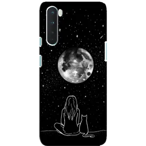 Чехол с рисунком кот на OnePlus Nord (Девушка с котом)