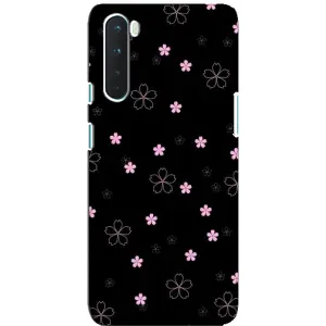 Чохол з розовим принтом для OnePlus Nord (Рожеві квіти на чорному)