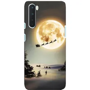 Новорічні, Святкові Чохли для OnePlus Nord - 2024 год (Санта на місяці)