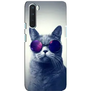 Чехол с принтом для OnePlus Nord (AlphaPrint) Модные коты (Стильный кот)