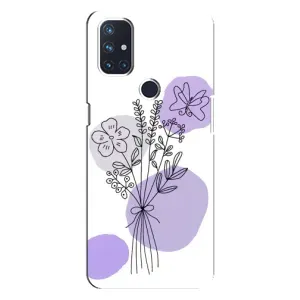 Силконовий чохол з принтом в квітах на OnePlus Nord 10 5G (Букет фіолетова абстракція)