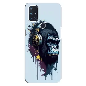 Чехол с Обезьянами OnePlus Nord 10 5G - (AlphaPrint) (Горилла в наушниках)
