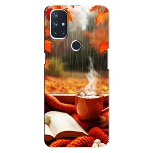 Чохол з унікальним дизайном 'Осінь з кавою' для OnePlus Nord 10 5G (Кава і дощ)